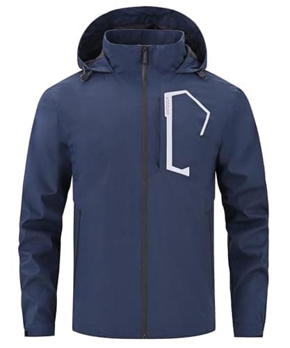 Image of Huayuzh Mens Waterproof Jackets Men's Outdoor Lightweight Jacket Windbreaker Quick Dry Raincoat Cycling Camping Hiking Navy Blue S