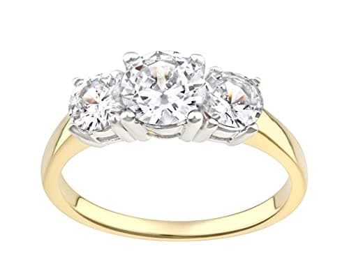 Image of Old English Jewellers 9ct Gold & Silver 2.00 carat 3 Stone Engagement Ring sizes J to U (N)