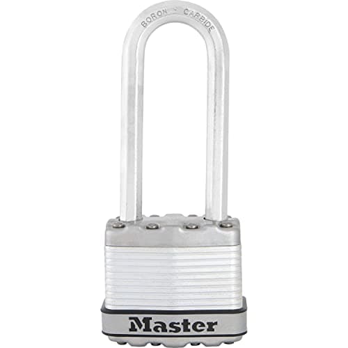 Image of MASTER LOCK Heavy Duty Padlock, Security Level 8/10, Keyed, Laminated Steel, Weatherproof, XL Shackle