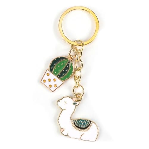 Image of MUCOOS Cactus Keychain, Personalized Key Ring, Alpaca Keychain, Cute Keychain, Small Gift for Women, Personalized Keyring, Keychain for Women, Gift for Women Friends,Friendship Gifts for Wome