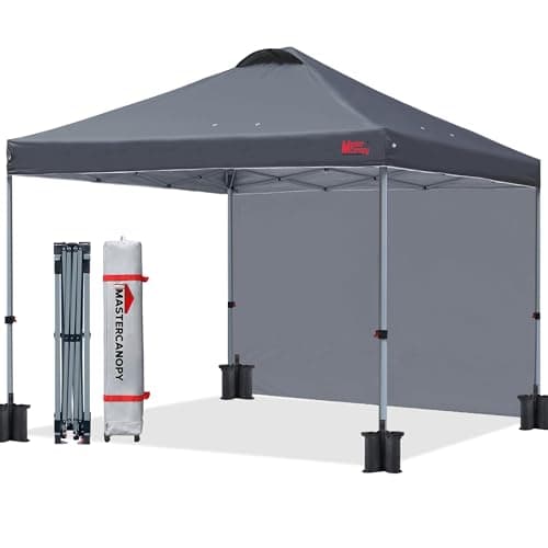 Image of MASTERCANOPY Durable Ez Pop-up Gazebo Tent with 1 Sidewall (2.5x2.5M,Dark Grey)