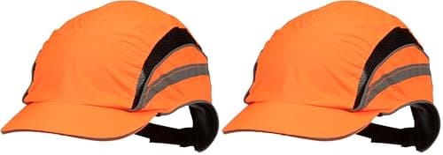 Image of 3M First Base 3 Bump Cap 2021874, Classic, High Visibility, Orange Reduced Peak, 55mm (Pack of 2)