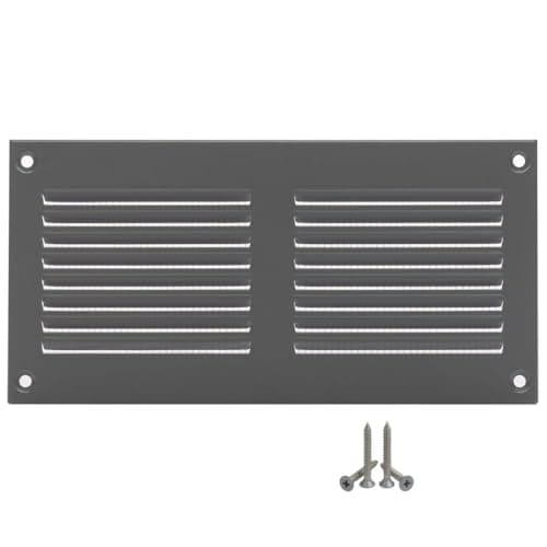 Image of 200 x 100 mm Metal Grey Ventilation Grille with Insect Protection - Grille for Ventilation - Exhaust Air Grille