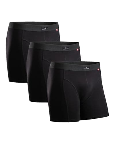 Image of DANISH ENDURANCE Cotton Boxers for Men with Optional Fly, Stretchy Men's Underwear Trunks, 3 Pack, Black, 3XL