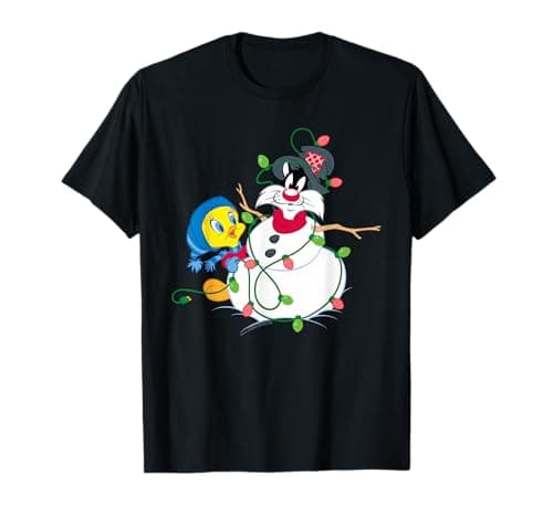 Image of Looney Tunes Sylvester & Tweety Christmas Lights T-Shirt
