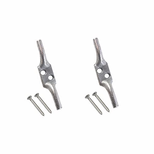 Image of SUL Galvanised Cleat Hook 100mm (4 inch) - Heavy Duty for Rope, Cord, Flagpole, Trailer, Roman Blind, Washing Line - With Screws (2 Pack)