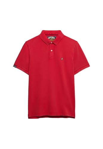 Image of Superdry Men's Vintage Destroy Polo Shirt, Burnt Red, M