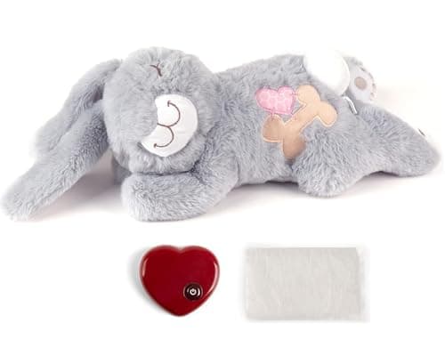 Image of pet prime Dog Heart Beat Puppy Plush Rabbit Toy with Warmer Bag, Pet Soft Anxiety Puppy Relief Toy for Dogs(Gray Rabbit)