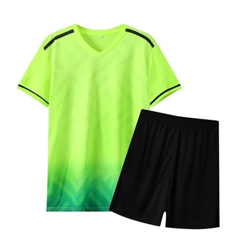 Image of Fiohiros Football Kit for Kids, Boys Football Jersey Set, Quick Dry Sport Training Suit for Unisex 6-13 Years (UK, Age, 12 Years, 13 Years, Regular, Green)