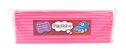 Image of The Original Plasticine, One Colour Slab 400g - Fluro Pink, Modelling Clay for Professional Animators and Model Makers, Easy to Shape and Mould, Make Sculptures, Models and Stop-Motion Animations