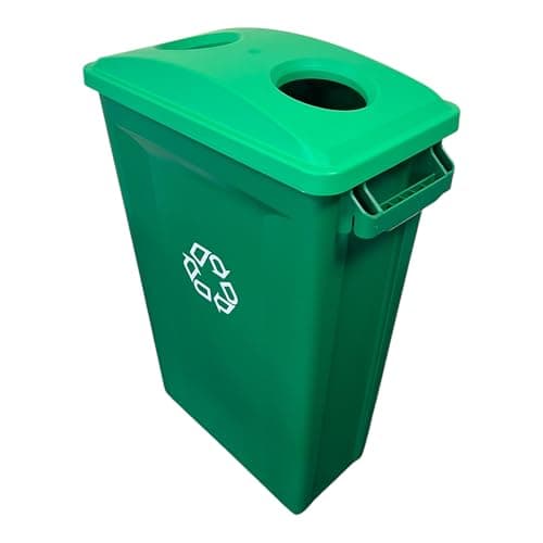 Image of Chabrias Ltd Slim Bin Recycling Container, Rectangular, Plastic 60 Litre base green and green 2 Hole lid with Logo