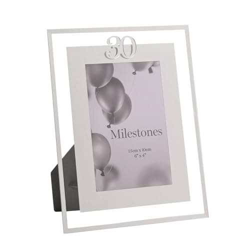 Image of 30th Birthday 30th Anniversary Photo Frame Mirror Border 6' x 4' Picture Freestanding 7274