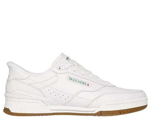 Image of Skechers Men's Recoil Sneaker, White Leather/Pu/Natural Trim, 9 UK