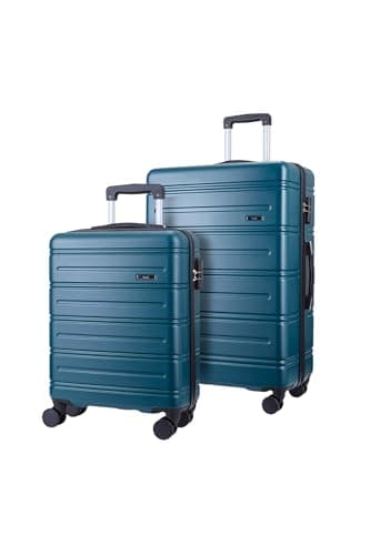 Image of Rock Lisbon 2 Piece Set (Small + Large) Hardshell Suitcase Lightweight Luggage in Pine Green
