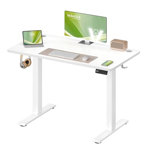 Image of VASAGLE Electric Standing Desk, Height Adjustable Desk, Sedentary Reminder, 4 Memory Heights, for Home Office, 100 x 60 cm, Cloud White LSD310WZ01