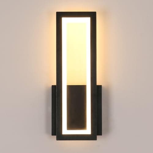 Image of Osairous Modern LED Wall Light, LED Wall Lamp 16W 1800LM, Modern Black Acrylic Wall Light, Wall Lighting for Bedroom, Hallway, Staircase, 3000K Warm White, 32CM