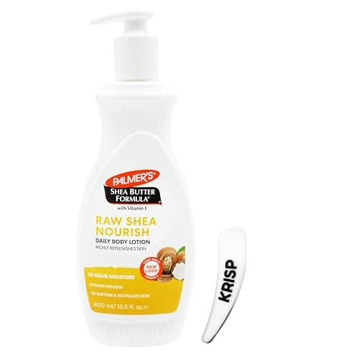 Image of Palmer's Shea Butter Formula Raw Shea Nourish Body Lotion 400ml – Deep Moisturising with Vitamin E | 48H Hydration for Dry Skin with Cosmetic Spatula – Softens, Restores and Paraben-Free