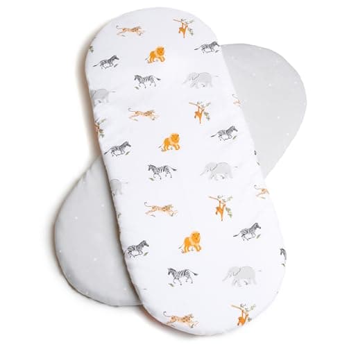 Image of Clair de Lune Jungle Dream 2 Pack Fitted Moses Basket Sheets - 74 x 30 cm