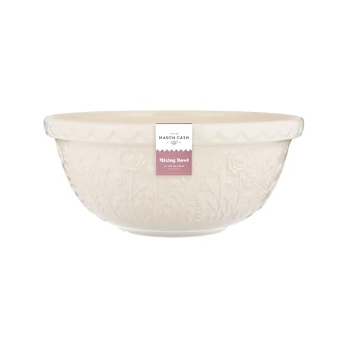 Image of Mason Cash in The Meadow Size 12 Mixing Bowl 29cm | 4 Litre Floral Embossed Earthenware Bowl for Dough, Pastry & Cake Mixes | Dishwasher Safe