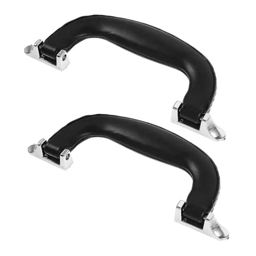 Image of iplusmile Artificial Leather Suitcase Handles 2Pcs with Sturdy Plastic Base, Universal Carry Handle for Luggage Cases, Toolboxes, and Guitar Cases, Black and Silver Replacement Parts