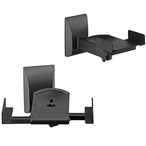 Image of suptek Dual Side Clamping Bookshelf Speaker Wall Mounting Bracket Adjustable for Large Surrounding Sound Speakers, Hold up to 25kgs Each Black SPM201 (2 Packs)
