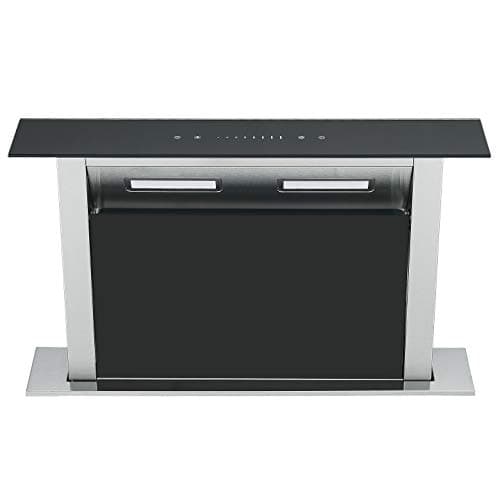 Image of Cookology Downdraft Extractor Fan in Black Glass - 60cm Width - Kitchen Island Cooker Hood - Touch Slider Control Panel - Concealed in Worktop - Powerful Extraction Rate
