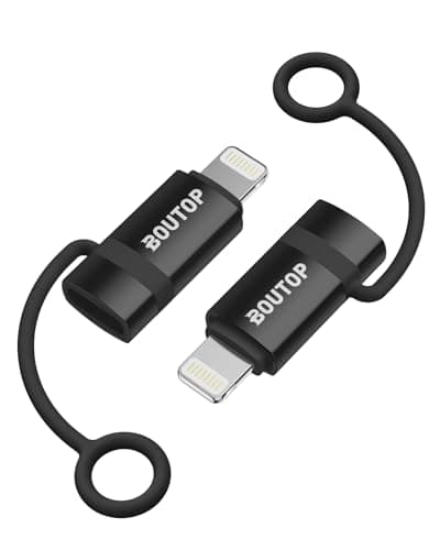 Image of BOUTOP [Apple MFi Certified 60W USB C to Lightning Adapter for Fast Charging, USB C Female to Lightning Male Adapter for iPhone 14 13 12 11 Pro Max, iPad [2 Pack, Black], Not for Audio/OTG