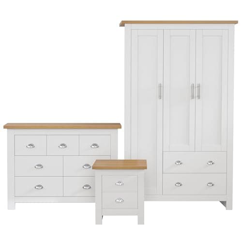 Image of Blisswood Bedroom Furniture Set,3 Piece Bedroom Set With 3 Door Wardrobe & 4+3 Drawer Chest of Drawer + 2 Drawer Bedside Table (3 Door Wardrobe + 4+3 Drawer Chest & 2 Drawer Bedside Table White)