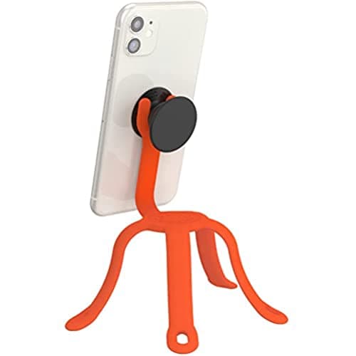 Image of PopSockets: PopMount 2 Flex - Non-Adhesive Flexible Silicone Mount and Tripod for Smartphone and Tablet - Tangerine