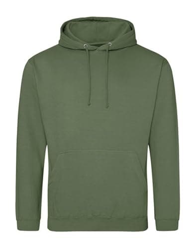 Image of Aremie Womens Mens Hooded Sweatshirt Plain Pullover Hoodie Unisex Fleece Hoody Jumper, Earthy Green Military Army (XS)