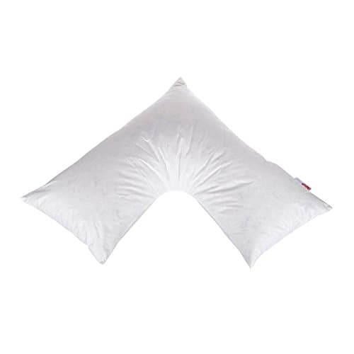 Image of HOMESCAPES Duck Feather and Down V Shaped/Triangle Pillow - Washable, Anti Dust Mite Nursing Pregnancy and Back Support Pillow RDS Certified