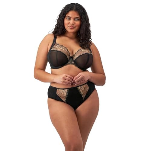 Image of Elomi Women's Teagan Underwire Plunge Bra, Black/Almond, 46DD