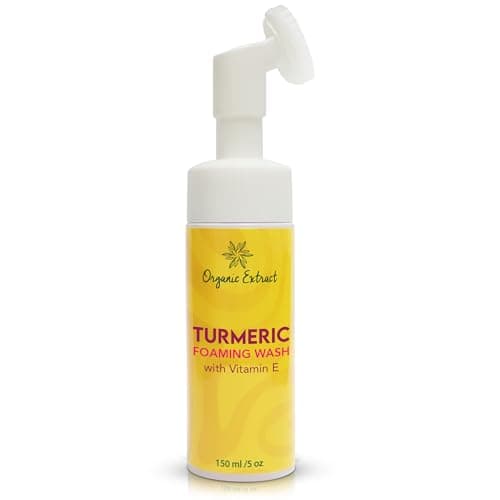 Image of ORGANIC EXTRACT Turmeric Skin Brightening Face Wash – 5 fl oz / 150ml – Daily Moisturizer, Gentle Facial Cleanser for All Skins with Kojic Acid, Vitamin E, and Aloe Vera