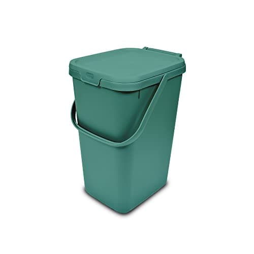 Image of Addis 519353 Kitchen Recycling & General Storage bin 18 litres Stackable Food Waste Organiser Caddy with Clip lock lid & carrying Handle, Sage Green