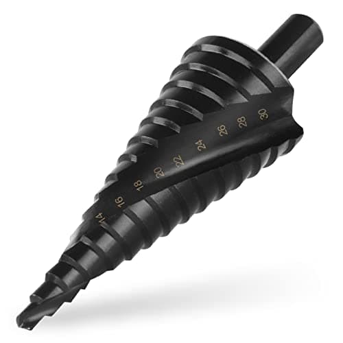 Image of flintronic Spiral Grooved Step Drill Bit, 4mm-32 mm (5/32" to 5/4") HSS Titanium Coated, Hex Shank Metric Cut Tool for Wood, Stainless Steel,Metal Sheet