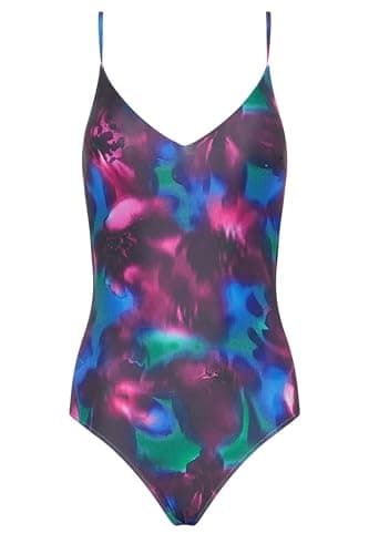 Image of Long Tall Sally - LTS Tall Black Floral Cross Back Swimsuit - Women's