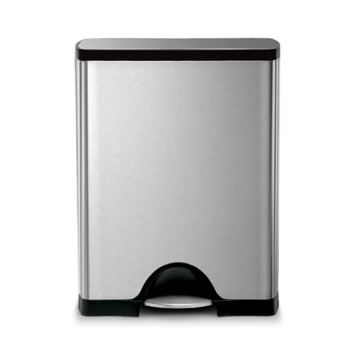 Image of simplehuman CW1816 50L Rectangular Kitchen Pedal Bin, Strong Steel Pedal, Silent Soft Close Lid, Stay-Open Lid, Non-Skid Base, Fingerprint-Proof, Inner Bucket, Brushed Stainless Steel