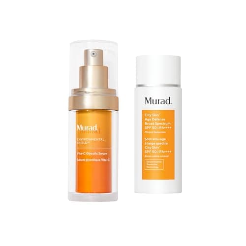 Image of Murad Environmental Shield Brighten Protect Duo | Daily Facial Vitamin C Brightening Serum with Glycolic Acid | Mineral Face Sunscreen SPF 50-Blue Light Defense | UVA/UVB Protection