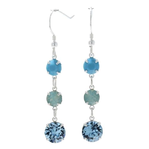Image of Pewterhooter British Design and Craftsmanship Sterling Silver Crystal Drop Earrings for Women (Turquoise)