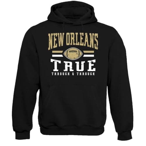Image of Xtreme Apparrel Team Retro Vintage Men's Hoodie Sweatshirt for Football Fans, New Orleans - Black Hoodie, Large