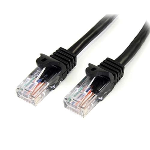 Image of StarTech.com 0.5m Black Cat5e Patch Cable with Snagless RJ45 Connectors - Short Ethernet Cable - 0.5 m Cat 5e UTP Cable (45PAT50CMBK)