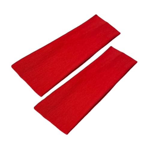 Image of WESTEND CHOICE 7cm Wide Headbands 2 Pack Plain Stretchy Hairband Unisex Kylie Headband Bandeau Gym Exercise Headbands for Women & Men Soft Yoga Head Band (Red)