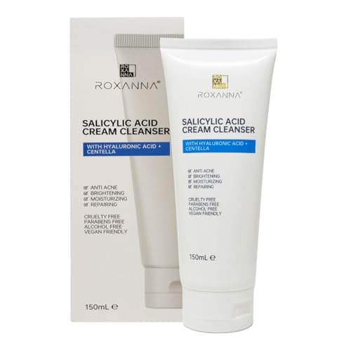 Image of Roxanna Salicylic Acid Cream Cleanser - Ultra-Gentle Cleanser & Makeup Remover with Hyaluronic Acid, Centella Asiatica, Anti Acne, Skin Brightening, Deep Moisturising and Repairing 150ml