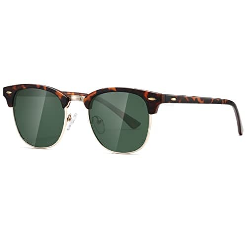 Image of kimorn Polarized Sunglasses Unisex Retor Semi-Rimless Frame Classic Eyewear AE0550 (Tortoise&G15, 52)
