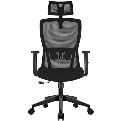 Image of Durrafy Office Chair, Desk Chair with Adjustable Headrest, Lumbar support and Liftable Armrest, High Back Ergonomic Office Chair, Breathable Mesh Backrest for Comfy, Computer Chair for Home/Office