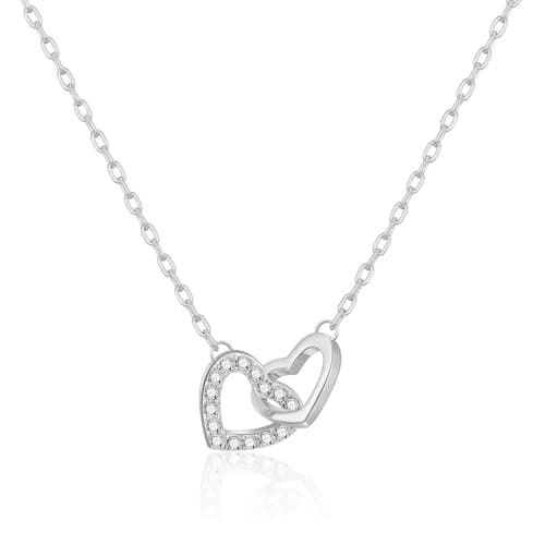 Image of Philip Jones Heart Link Necklace Created with Zircondia® Crystals