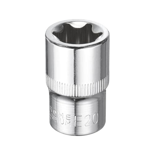 Image of sourcing map E-Torx Socket 1/2" Drive E20 Star Female Socket 1.5" Length External Torx Deep Sleeve CR-V Chrome Plating 6 Point Spline Sleeve for Auto Repairs Home Maintenance