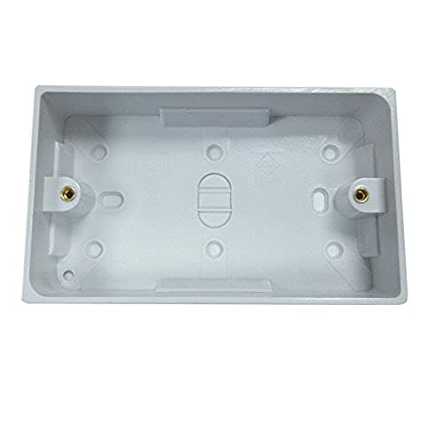 Image of Merriway BH04176 Moulded Surface Pattress Back Box 2-Gang 35mm (1.3/8 inch) Deep - White
