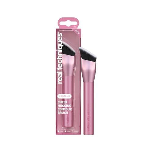 Image of Real Techniques Cheek Hugging Contour Brush, Angled Makeup Brush for Cream Contour Liquid Bronzer & Sculpting, Precision Face Shaping, UltraPlush Bristles, Cruelty-Free, 1 Count