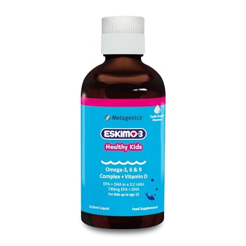Image of Eskimo-3 Healthy Kids Fish Oil by Metagenics - Omega-3, 6 & 9 + Vitamin D, 740mg EPA + DHA - Tutti Frutti, 210ml